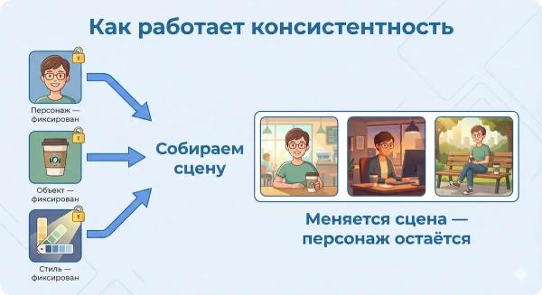
											
							Консистентность персонажей и стилей в нейросетях &mdash; что это и как сохранить						
									